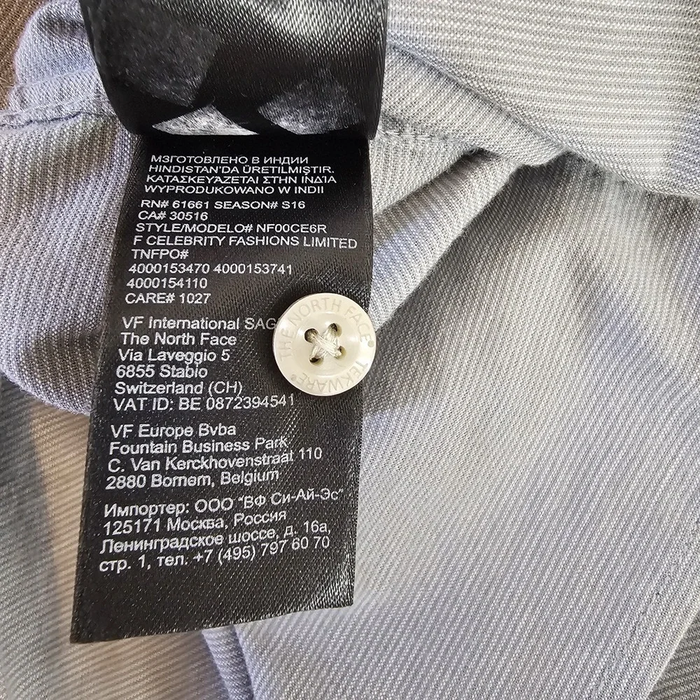 The North Face Shirt Mens 2XL XXL Gray‎ Stripe Button Up Short Sleeve Pocket EUC